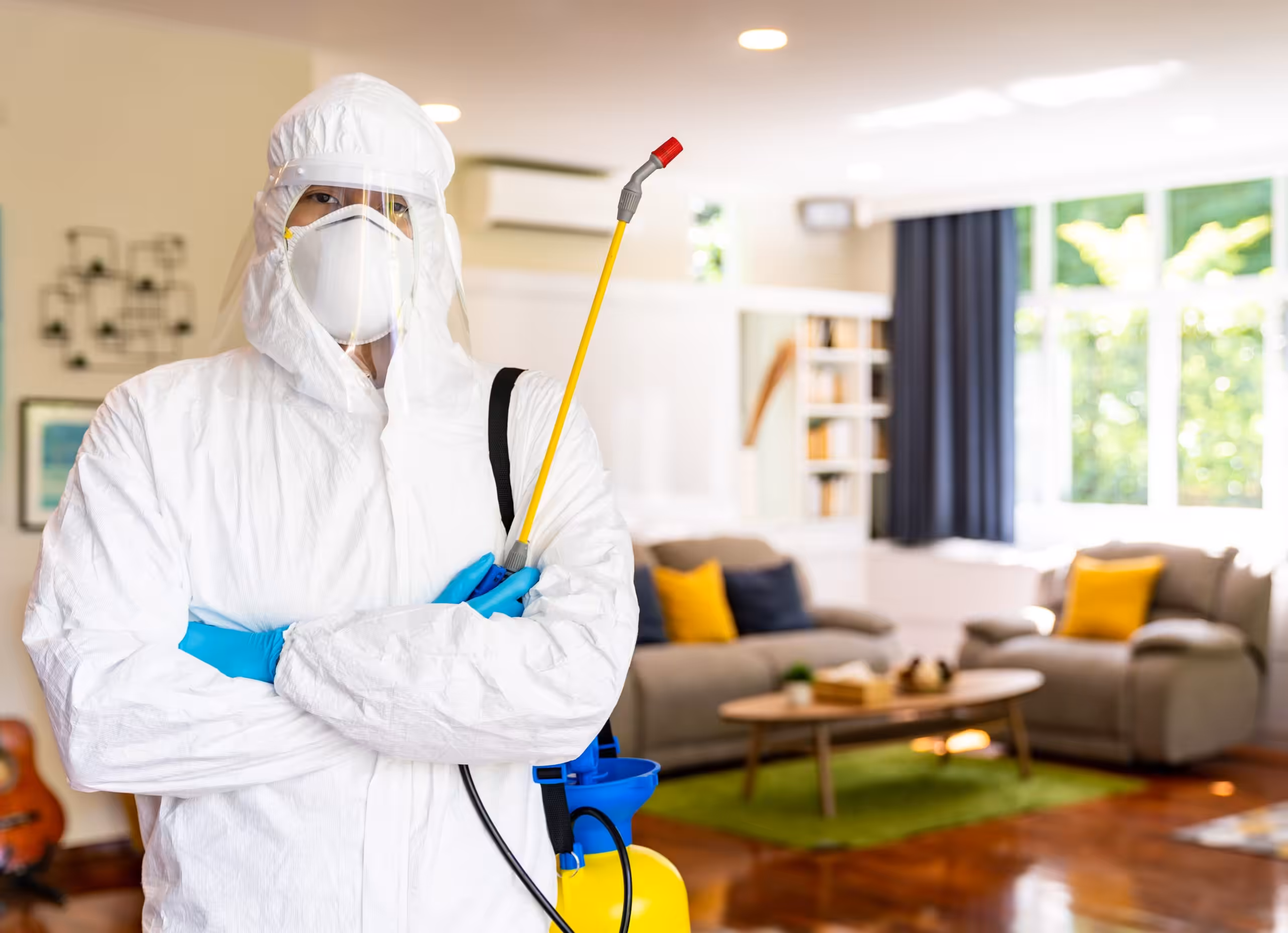 Protective-equipment specialist ready for decontamination work