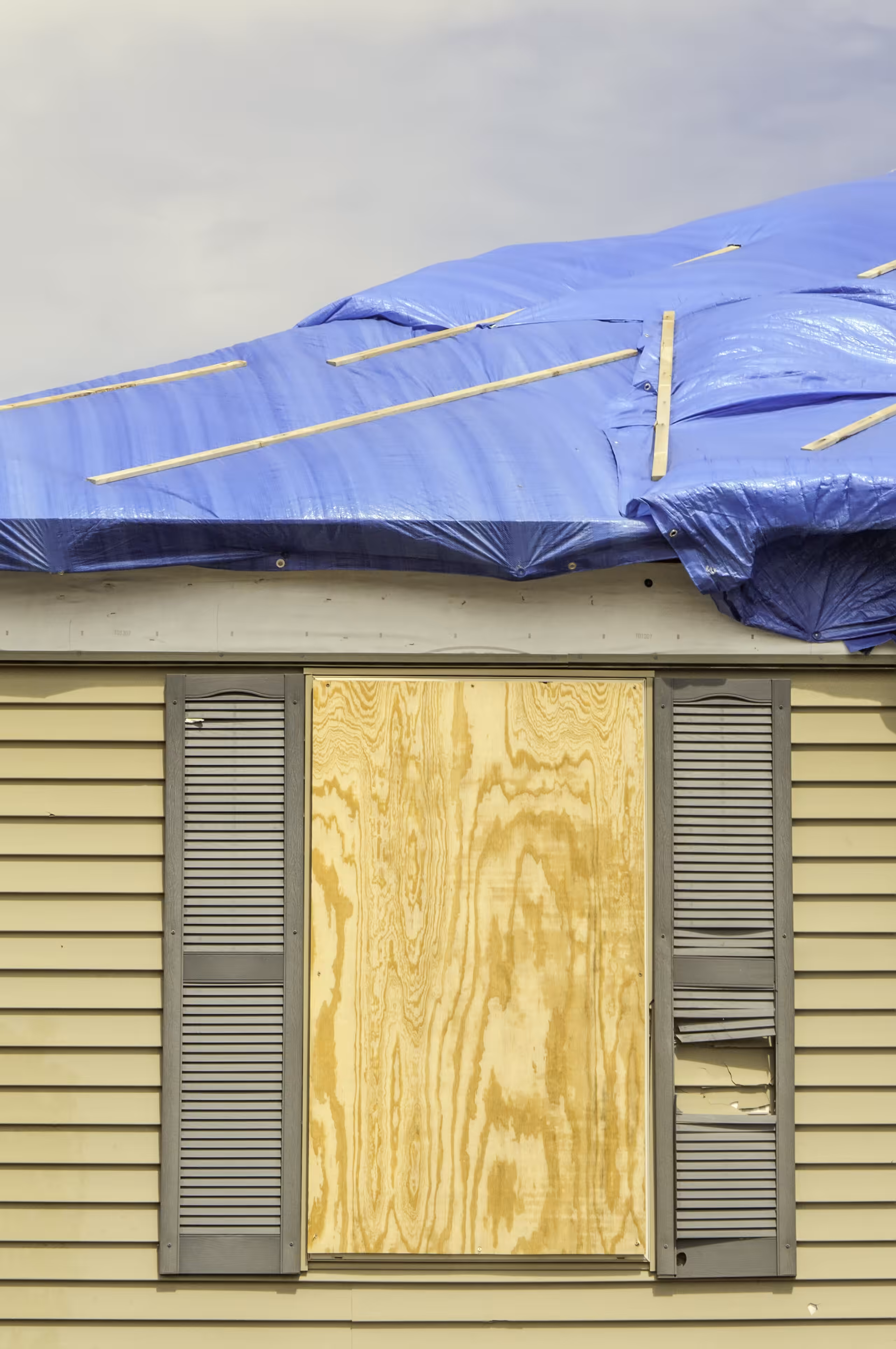 Storm-damaged home